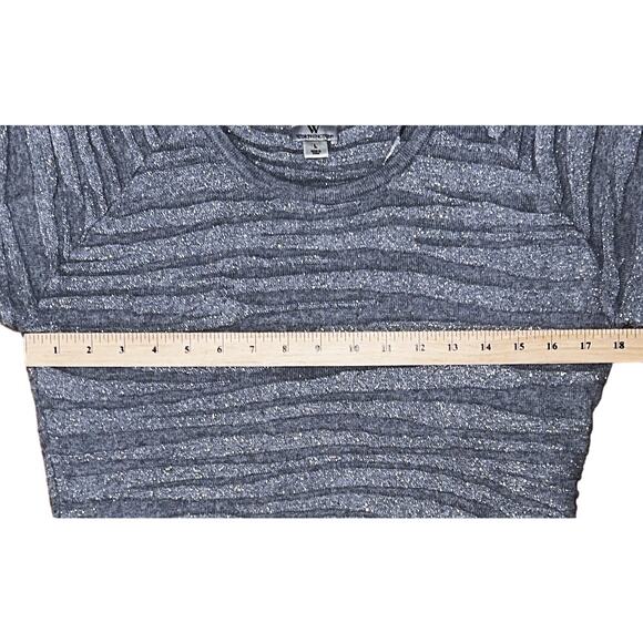 Worthington Gray & Metallic Silver 3/4 Tie Sleeve Sweater Large - Picture 3 of 6